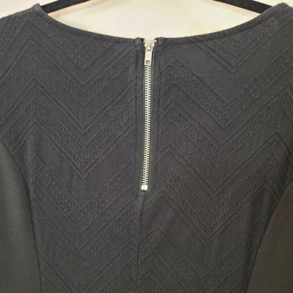 Divided H&M Dress Women Medium Black Chevron Embroidery Mini Slim Fitted Stretch - Picture 8 of 12